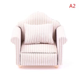 1:12 Dollhouse Miniature Striped Furniture Sofa With Pillow Sofa Model Furniture Scene Toy Doll House Decor Dollhouse Accessorie