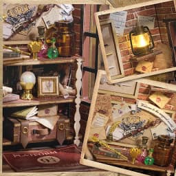 Zuuton DIY Wooden Book Nook Kit with LED Light, Handmade Assembly Craft, Bookshelf Insert Desktop Ornament Home Decor Gift