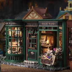 Zuuton DIY Wooden Book Nook Kit with LED Light, Handmade Assembly Craft, Bookshelf Insert Desktop Ornament Home Decor Gift
