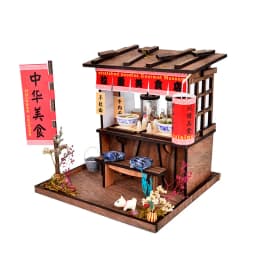 DIY Wooden Doll House Japanese Sushi Store Miniature Building Kit BBQ Breakfast Dollhouse With Furniture Toys for Girls Gifts