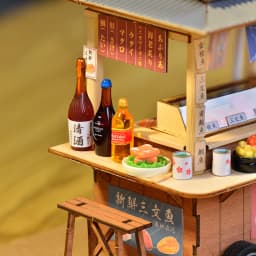 DIY Wooden Doll House Japanese Sushi Store Miniature Building Kit BBQ Breakfast Dollhouse With Furniture Toys for Girls Gifts