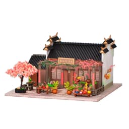 DIY Wooden Doll House Japanese Sushi Store Miniature Building Kit BBQ Breakfast Dollhouse With Furniture Toys for Girls Gifts