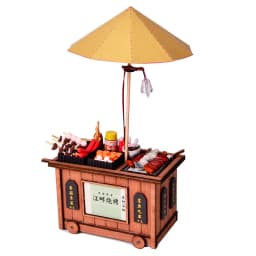 DIY Wooden Doll House Japanese Sushi Store Miniature Building Kit BBQ Breakfast Dollhouse With Furniture Toys for Girls Gifts