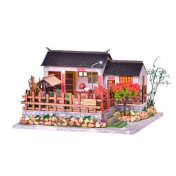 DIY Wooden Doll House Japanese Sushi Store Miniature Building Kit BBQ Breakfast Dollhouse With Furniture Toys for Girls Gifts