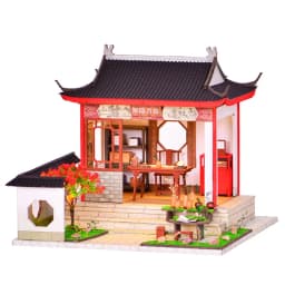 DIY Wooden Doll House Japanese Sushi Store Miniature Building Kit BBQ Breakfast Dollhouse With Furniture Toys for Girls Gifts