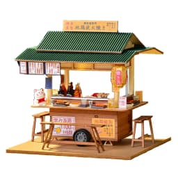 DIY Wooden Doll House Japanese Sushi Store Miniature Building Kit BBQ Breakfast Dollhouse With Furniture Toys for Girls Gifts