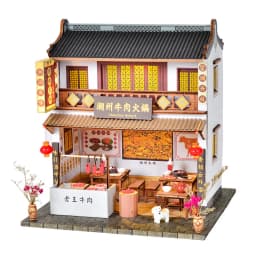 DIY Wooden Doll House Japanese Sushi Store Miniature Building Kit BBQ Breakfast Dollhouse With Furniture Toys for Girls Gifts