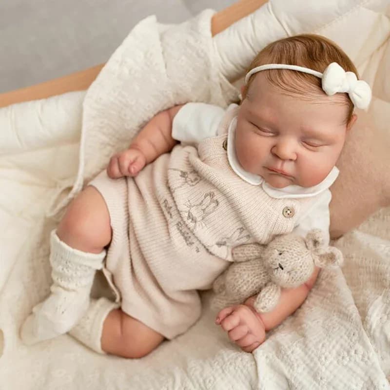 NPK 21inch Already Finished Painted Reborn Doll Parts Peaches Cute Baby 3D Painting with Visible Veins Cloth Body Included