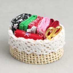 1/12 Dollhouse Miniature Accessories Sewing Tools Basket Model Simulation Scissors Cloth Ruler For Miniature Scene Decoration