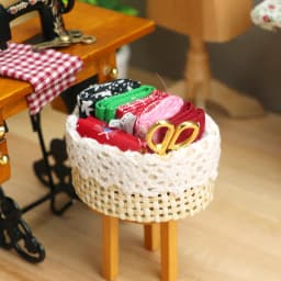 1/12 Dollhouse Miniature Accessories Sewing Tools Basket Model Simulation Scissors Cloth Ruler For Miniature Scene Decoration