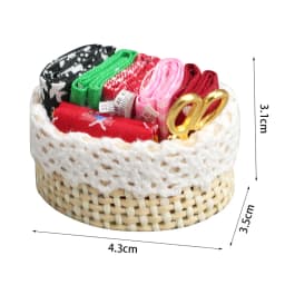 1/12 Dollhouse Miniature Accessories Sewing Tools Basket Model Simulation Scissors Cloth Ruler For Miniature Scene Decoration