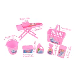1 Set Dollhouse Miniature Mini Cleaning Tools Laundry Basket Bucket Detergent Kit for Doll Bathing Accessories Classic Toy