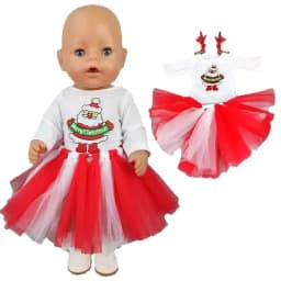 Santa Claus Dress for Baby Doll Clothes Christmas Dress 18 Inches Girl Doll Tutu Skirt