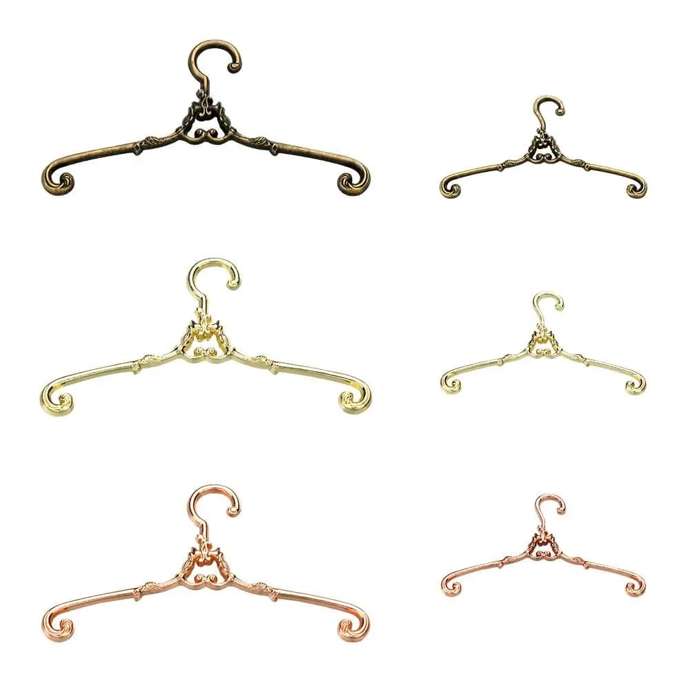 5Pcs/Set Retro Alloy Hangers For Ob11 Dolls Dollhouse Bedroom Wardrobe Decor Dolls Clothes Stand 4/6.5cm Hangers Furniture