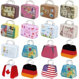 Metal Mini Suitcase Jewellery Box Miniature Trunk Bags Cartoon Pattern Dollhouse Decoration Gifts DIY Dolls Accessories