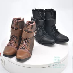 9-11cm Shoes for Doll Fits BJD Uncle Spherical Joint Doll Fashion Stitching Leather Shoes Black, Brown