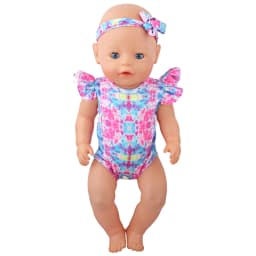 Doll Clothes One-piece Swimsuit+Headband Set For 43cm Baby New Born&18 Inch American Doll Acessories For OG Girl Doll Gift Toy