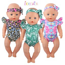 Doll Clothes One-piece Swimsuit+Headband Set For 43cm Baby New Born&18 Inch American Doll Acessories For OG Girl Doll Gift Toy
