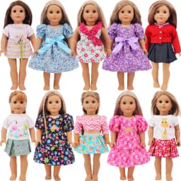 Doll Clothes Dress for 18inch American Doll& 43Cm Baby Doll T-shirt+Skirt Cute Bow Dress Our Generation Baby Girl's Toys Gift