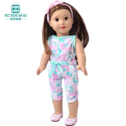 Doll Clothes Fashion T Shirt Pants Cartoon Dress Fits 45cm American Doll Toy Accessories Gift Girls
