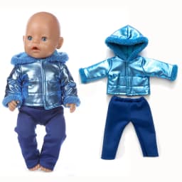 2Pcs in 1, Winter Doll Clothes Suit Fit 43cm Baby Doll Doll Warm Jackets+Pants and Doll accessories Children best Gift