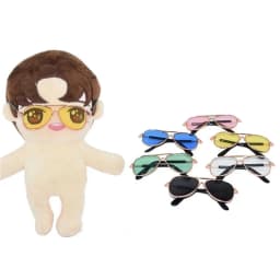 Fashion Double Beam Doll Glasses For 1/3 1/4 BJD Dolls Accessories Vintage Miniature Pilot Glasses 10CM Plush Doll Eyeglasses