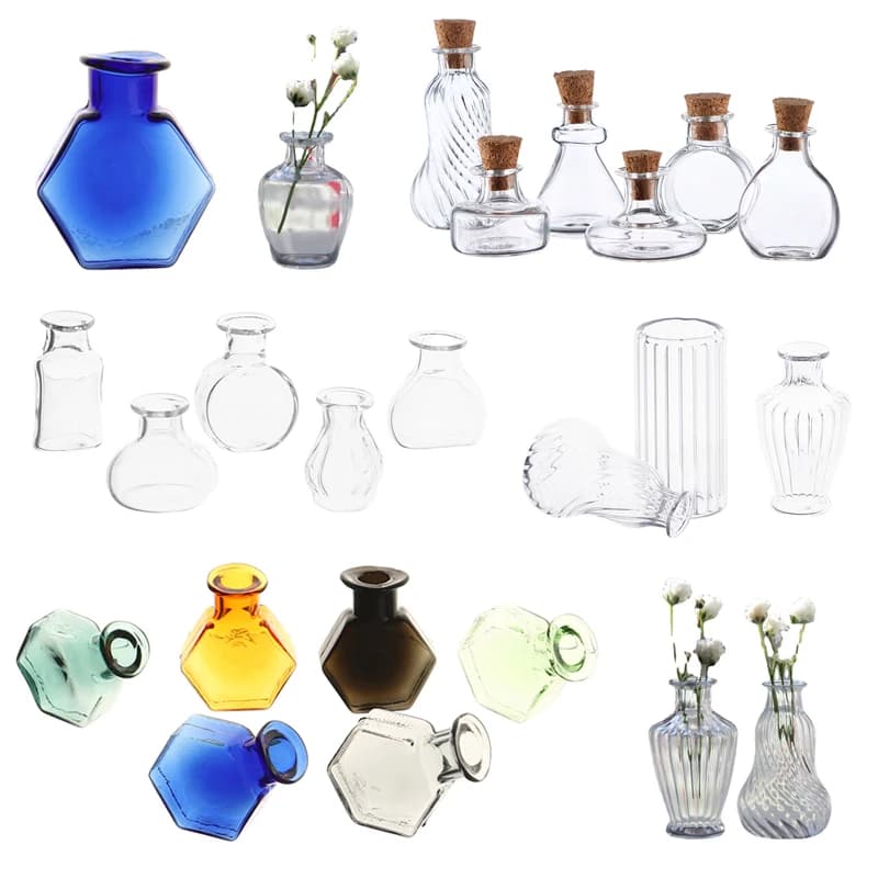1/12 Scale Miniature Dollhouse Glass Vase Mini Stripe Wishing Glass Bottle Simulation Vase Model for Doll House Accessories Toy