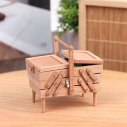 1set 1:12 Dollhouse Miniature Sewing Box with Needle Scissors Knitting Tool Tailor Set Living Scene Decor Play House Toy
