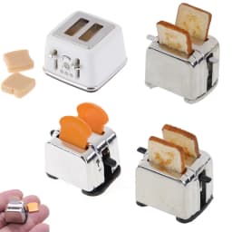 1Pc 1/12 Scale Dollhouse Bread Machine With Toast Miniature Cute Decorations Toaster Dollhouse Mini Accessories 4 Styles