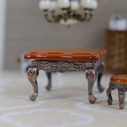 1Pcs 1/12 Wood Miniature Doll House Accessories Simulation Retro Coffee Stool/Table Furniture Model Family Toy Decorations