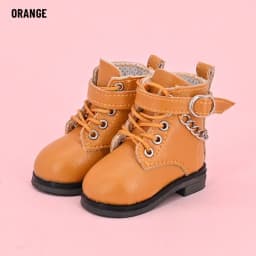 5CM Fashion Doll Leather Shoes Suitable for 1/6 BJD Dolls Casual Wearing Boots with Chain Decor DIY Doll Clothes Accessories