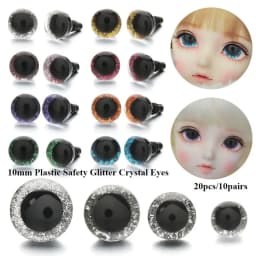 10Pairs 10mm Puppet Crystal Eyes Glitter Crystal Eyes Stuffed Toys Parts Eyes Crafts with Washer DIY Doll Accessories