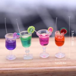 4Pcs Cute 1:6 Scale Miniature Dollhouse Cocktail Mini Wine Cup Glasses Doll Food Drinks Play Kitchen Toy
