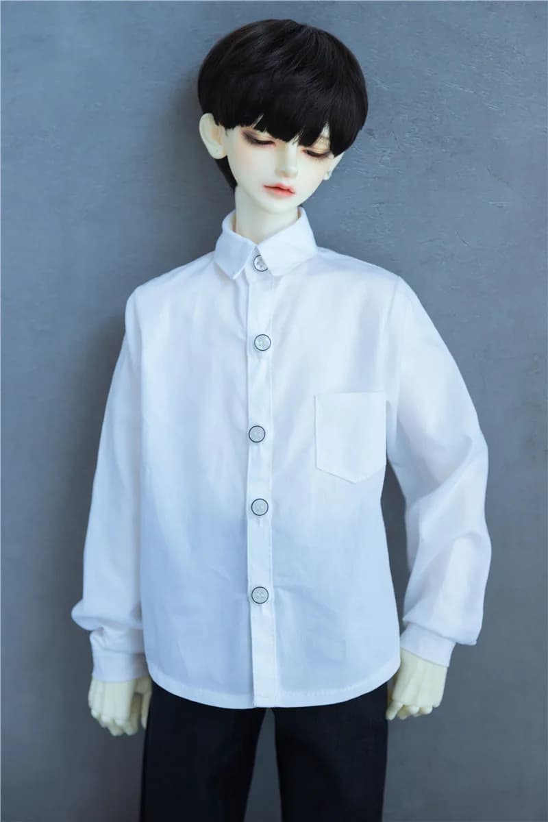 BJD Doll Clothes T-shirt Boys Handsome Stand Collar Top White Black Classic Color All-match 1/3 SD13 SD17 Gift Doll Accessories