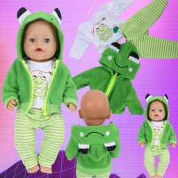 Cute Frog Suit for 38-40cm Nenuco Doll 17inch Dolls Outfits Baby New Born Doll Accessories for 13inch Reborn Dolls Birthday Gift