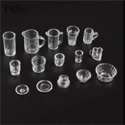 15/17PCS/set Plate Cup Dish Bowl Tableware Set Dollhouse Miniature Toy Doll Food Kitchen Living Room Accessories 1:12 Scale