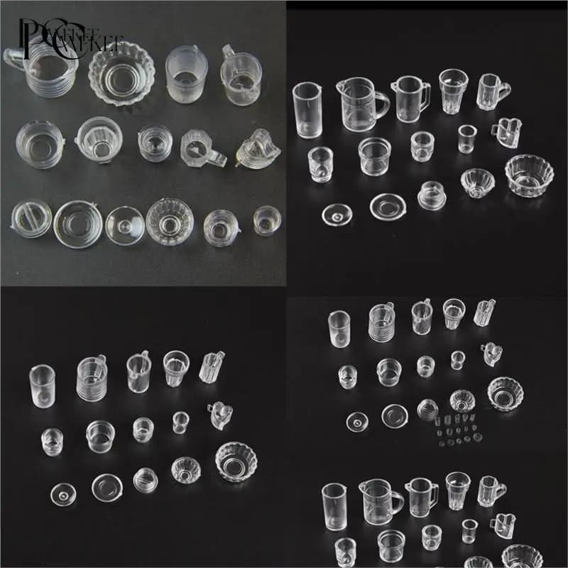15/17PCS/set Plate Cup Dish Bowl Tableware Set Dollhouse Miniature Toy Doll Food Kitchen Living Room Accessories 1:12 Scale