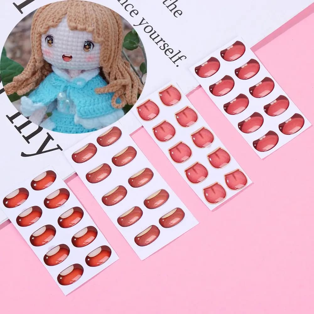 10 pcs Multi styles Cute Cartoon Mouth Stickers Anime Figurine Doll Face Organ Paster Decals DIY Glass Mouth Chips Paper