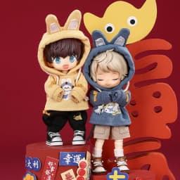 OB11 Clothes New Year's Rabbit Sweater Jacket Casual Pants for Obitsu11, Molly, GSC, UFdoll, YMY Body , 1/12bjd Accessories