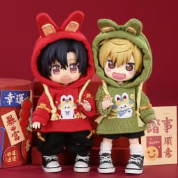 OB11 Clothes New Year's Rabbit Sweater Jacket Casual Pants for Obitsu11, Molly, GSC, UFdoll, YMY Body , 1/12bjd Accessories