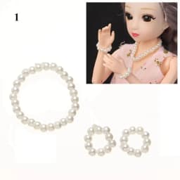1Set Doll Jewelry White Pearl Jewelry Necklace Bracelet For 1/6 Doll Fashion Decoration Earring For DIY Dolls Accessories