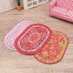 1:12 Dollhouse Miniature Round Floor Rug Cover Oval Carpet Floor Mat Model Bedroom Living Room Decor Toy Doll House Accessories