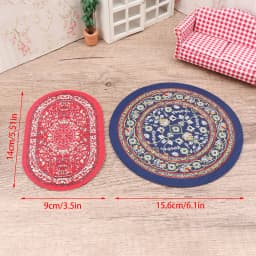1:12 Dollhouse Miniature Round Floor Rug Cover Oval Carpet Floor Mat Model Bedroom Living Room Decor Toy Doll House Accessories