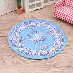 1:12 Dollhouse Miniature Round Floor Rug Cover Oval Carpet Floor Mat Model Bedroom Living Room Decor Toy Doll House Accessories