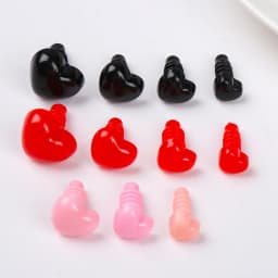 10Pcs Heart Shape Plastic Safety Noses For Crochet Toys Amigurumi Pink/Red/Black Nose Animal for Bear Puppet Dolls Toys DIY