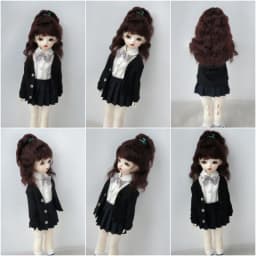 Full size BJD Hair JD745 High ponytail shawl micro-curly mohair Doll wig 1/8 1/6 1/4 1/3 YOSD MSD SD DOD Blythes Qbaby Accessies