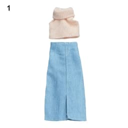 30CM Doll Clothes Suit Fashion Tops Sweater High Waisted Jean Pants Vest Skirt Set For 1/6Bjd Dolls Accessories Kids Toys