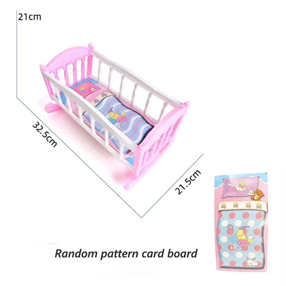 Doll Bed Cradle for 8-10 Inches Dolls Cute Dollhouse Accessories Miniature for 20-3ocm Doll Gift for Doll
