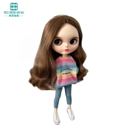 Blyth Doll Clothes Azon OB22 OB24 Fashion Striped T-shirt, Jeans, Sequin Skirt Toys Gift