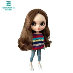 Blyth Doll Clothes Azon OB22 OB24 Fashion Striped T-shirt, Jeans, Sequin Skirt Toys Gift